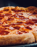 Brother Bruno pepperoni pizza slice overhead